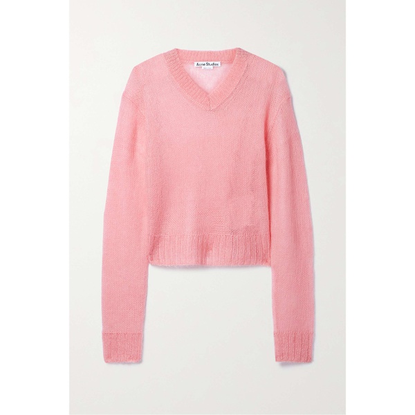 아크네스튜디오 아크네 스튜디오 ACNE STUDIOS Cropped open-knit mohair-blend sweater 790751121