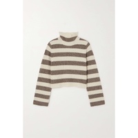 띠어리 THEORY Cropped striped ribbed wool-blend turtleneck sweater 790767706