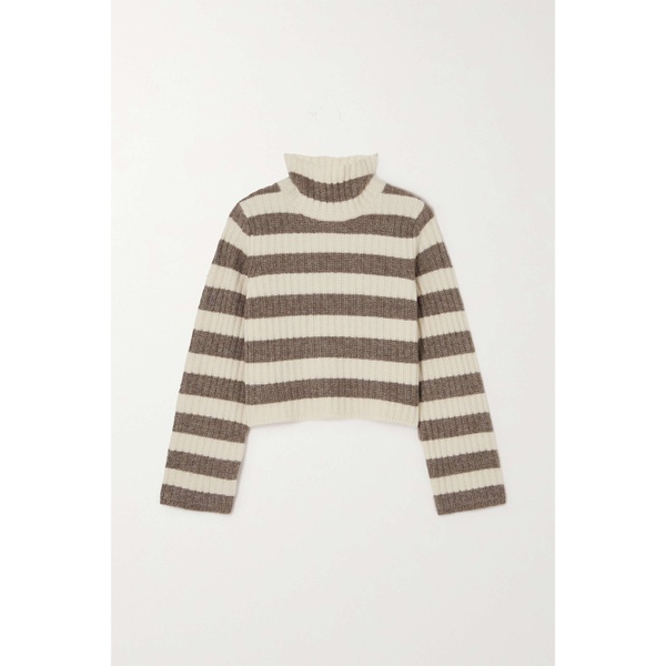띠어리 띠어리 THEORY Cropped striped ribbed wool-blend turtleneck sweater 790767706