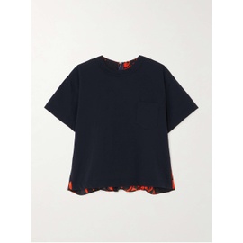 사카이 SACAI Layered cotton-jersey and floral-print satin T-shirt 790768533