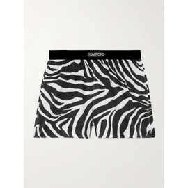 톰포드 TOM FORD Velvet-trimmed zebra-print silk-blend satin shorts 790770542