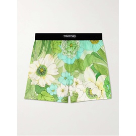 톰포드 TOM FORD Velvet-trimmed floral-print silk-blend satin shorts 790770563