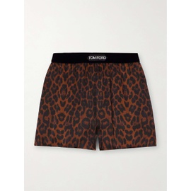 톰포드 TOM FORD Velvet-trimmed leopard-print silk-blend satin shorts 790770555