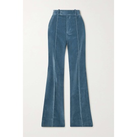 FRAME The Slim Stacked cotton-blend velvet straight-leg pants 790773504