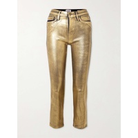 FRAME Le High Straight metallic cropped high-rise straight-leg jeans 790764455