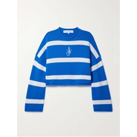 JW 앤더슨 JW ANDERSON Embroidered striped wool and cashmere-blend sweater 790767857