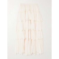 LOVESHACKFANCY Cunningham tiered embroidered pointelle-trimmed cotton-blend gauze maxi skirt 790768677