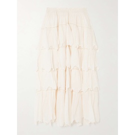 LOVESHACKFANCY Cunningham tiered embroidered pointelle-trimmed cotton-blend gauze maxi skirt 790768677
