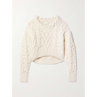 LOVESHACKFANCY Galiona cropped pompom-embellished cable-knit alpaca-blend sweater 790767766