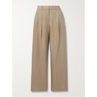LOVESHACKFANCY Adams pleated Lyocell and linen-blend wide-leg pants 790773521