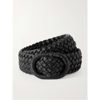 TOTEME Leather-trimmed woven waist belt 790770420