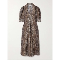 가니 GANNI + NET SUSTAIN leopard-print organic cotton-poplin midi dress 790771679