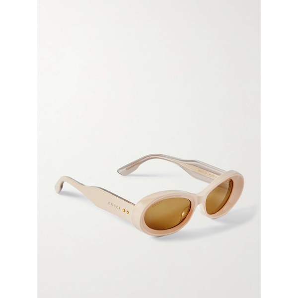 구찌 구찌 GUCCI EYEWEAR Oval-frame embellished acetate sunglasses 790773890