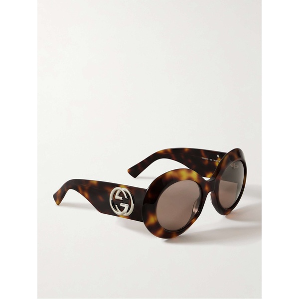 구찌 구찌 GUCCI EYEWEAR Oversized round-frame tortoiseshell acetate sunglasses 790773888