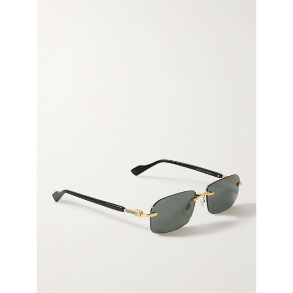 구찌 구찌 GUCCI EYEWEAR Rimless sqaure-frame gold-tone and acetate sunglasses 790770493