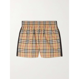 버버리 BURBERRY Striped checked cotton-blend shorts 790695574