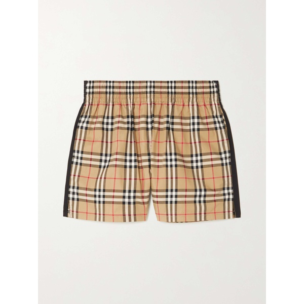 버버리 버버리 BURBERRY Striped checked cotton-blend shorts 790695574