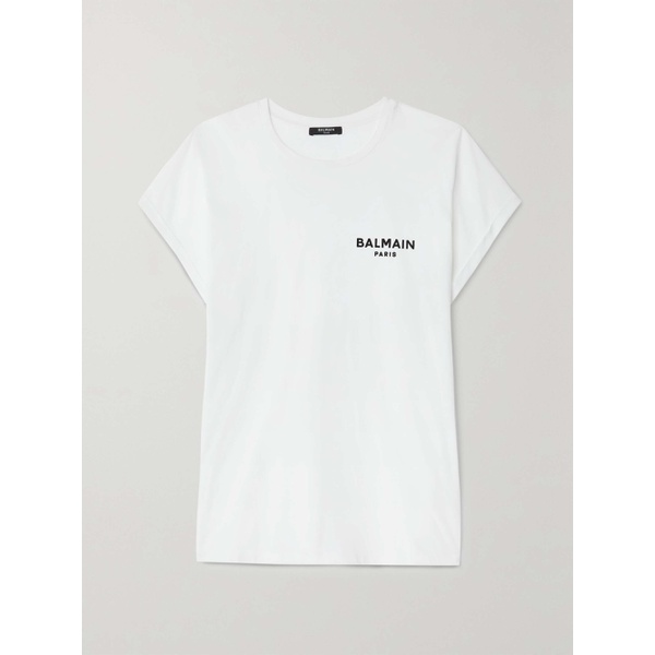 발망 발망 BALMAIN Flocked cotton-jersey T-shirt 790729657