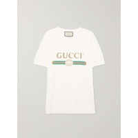구찌 GUCCI Oversized appliqued printed cotton-jersey T-shirt 790716982