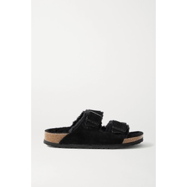 버켄스탁 BIRKENSTOCK Black Arizona shearling-lined suede sandals 790661466