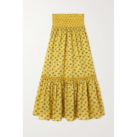 TORY BURCH Yellow Convertible smocked floral-print cotton-voile skirt 790677801