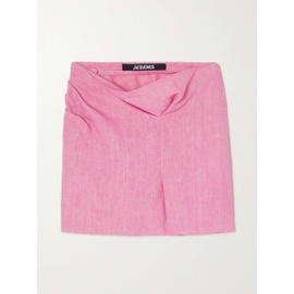 자크뮈스 JACQUEMUS Cutout draped linen mini skirt 790701111