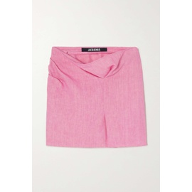 자크뮈스 JACQUEMUS Fuchsia Cutout draped linen mini skirt 790665245
