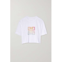 지방시 GIVENCHY White Cropped printed cotton-jersey T-shirt 790668740