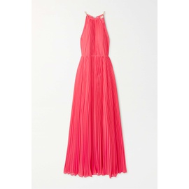 MICHAEL MICHAEL KORS Red Chain-embellished pleated recycled crepe maxi dress 790695860
