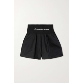 알렉산더 왕 ALEXANDER WANG Black Pleated cotton-blend poplin shorts 790677668