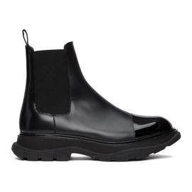 알렉산더맥퀸 Alexander McQueen Black Shiny Toe Chelsea Boots 202259M223106