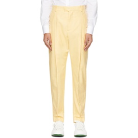 알렉산더맥퀸 Alexander McQueen Yellow One Pleat Panama Trousers 212259M191004
