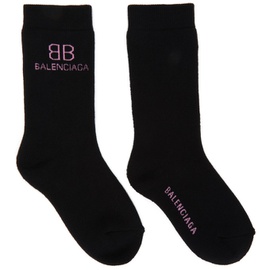 발렌시아가 Balenciaga Black & Pink BB Socks 211342F076353