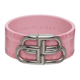 발렌시아가 Balenciaga Pink Croc Large BB Bracelet 211342F020361