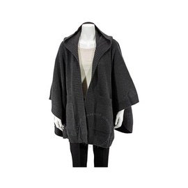 버버리 Burberry Ladies Crest Wool Blend Jacquard Hooded Cape In Charcoal 4078522