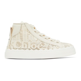 Chloe Off White Lace Lauren High Top Sneakers 211338F127119