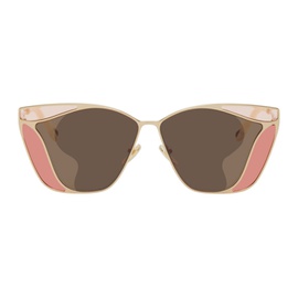 Chloe Gold & Pink Gemma Geometric Tinted Inlays Sunglasses 212338F005002