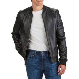 Cole Haan Varsity Bonded Leather Zip Jacket 0400012855130_BLACK