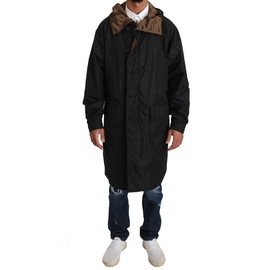 돌체앤가바나 Dolce & Gabbana Black Brown Hooded Reversible Raincoat 6605478494340