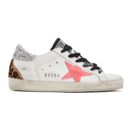 골든구스 Golden Goose White & Pink Super Star Sneakers 211264F128020