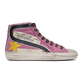 골든구스 Golden Goose Pink Canvas Classic Slide Sneakers 211264F127020