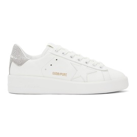 골든구스 Golden Goose White & Silver Purestar Sneakers 211264F128018