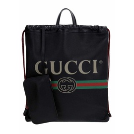 구찌 Gucci Leather Logo Print Drawstring Backpack 6619647443076