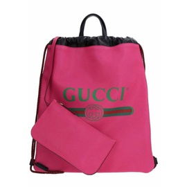 구찌 Gucci Leather Logo Print Drawstring Backpack 6619646132356