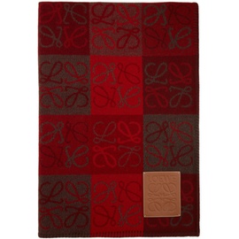 로에베 Loewe Burgundy Wool Anagram Blanket 202677M282031