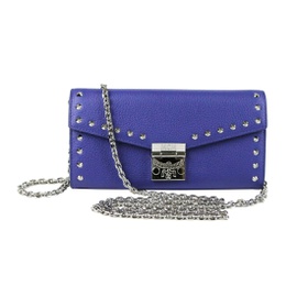 MCM Womens Spectrum Blue Leather Patricia Studded Large Chain Wallet MYL9SPA40HG001 5136250962052