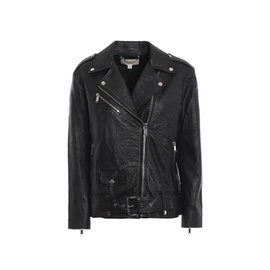 Michael Kors Ladies Crinkled Leather Moto Jacket in Black MU92J0K2A3-001