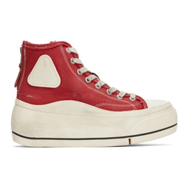 알썰틴 R13 Red Distressed High Top Sneakers 211021F127030