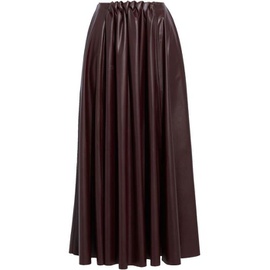ROKSANDA Burgundy Ada gathered faux leather maxi skirt 34344356237031516