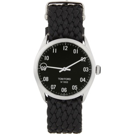 톰포드 TOM FORD Silver & Black Leather 002 Watch 211076M165012